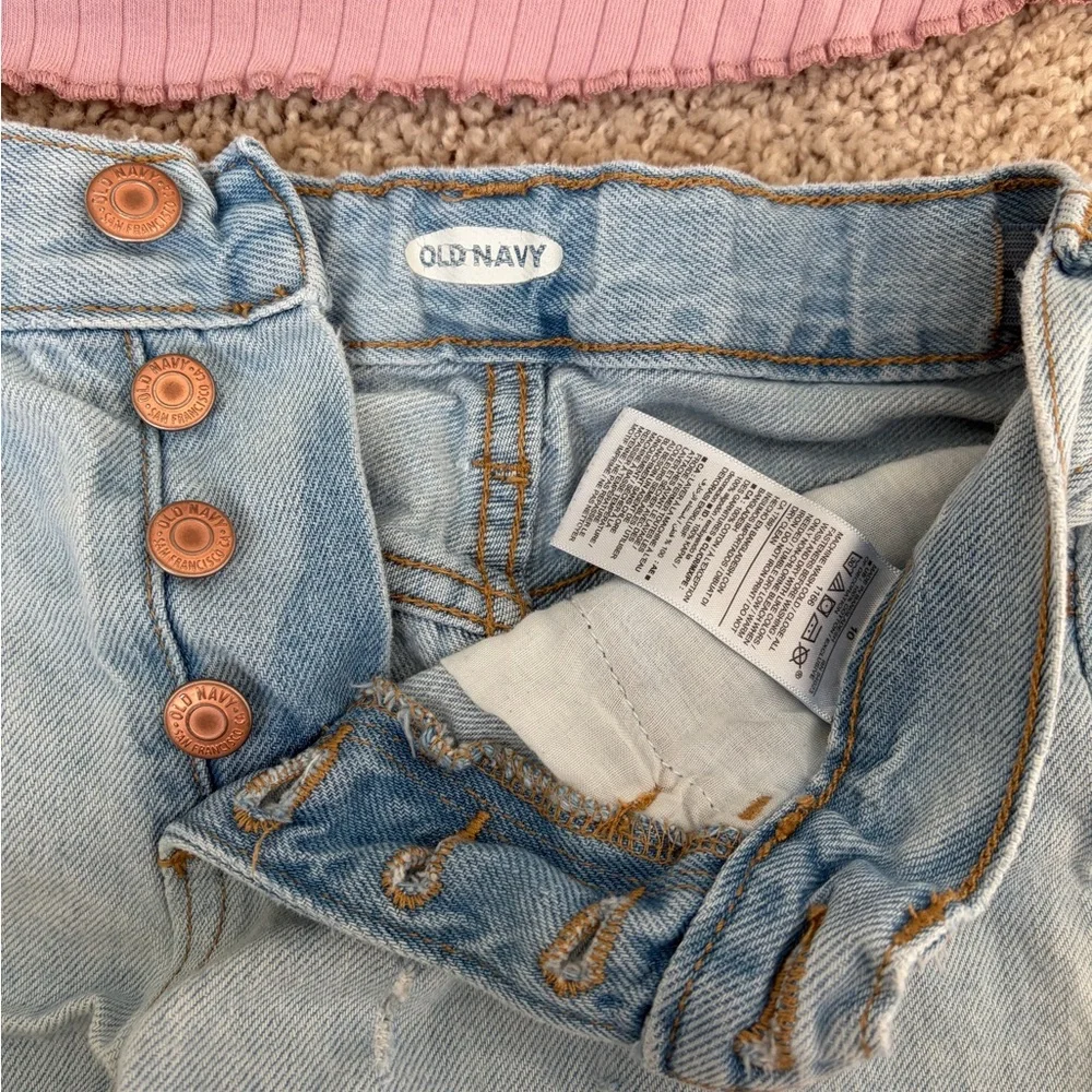 Old Navy Jean Shorts size 10 with Shein Girls Blush Ribbed Knit Top Size 9
